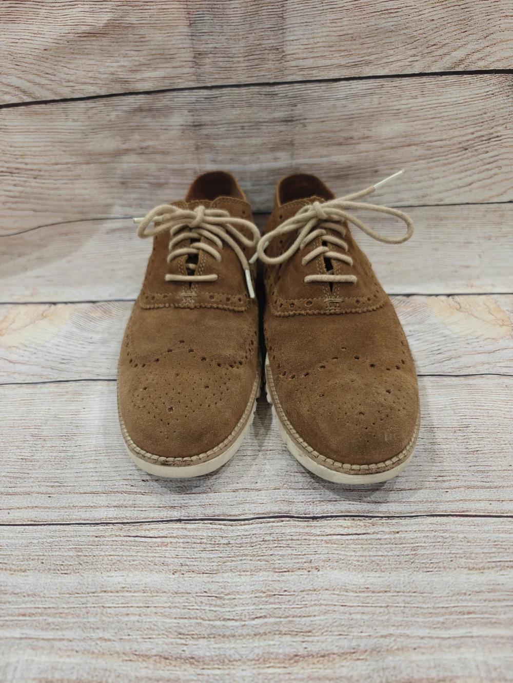 Cole Haan ZeroGrand Wingtip Oxfords Tan Suede Men's 9